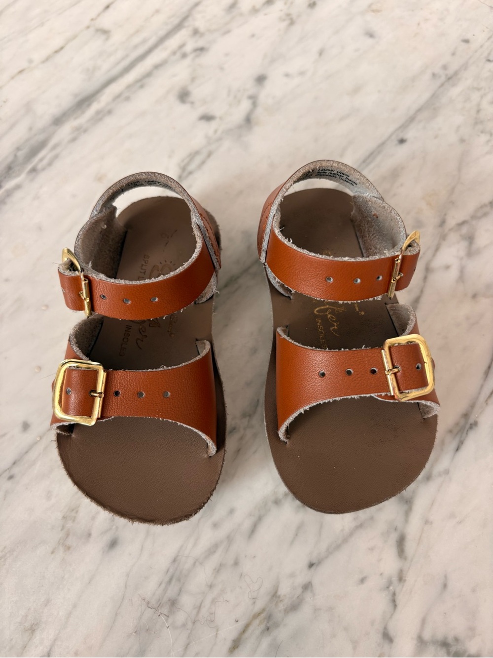 Sun San Surfer Toddler Brown Leather Buckle Sandals - Size 5